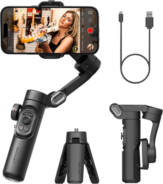 Purilite Select AOCHUAN SmartXE 3-Axis Handheld Gimbal Stabilizer | Smartphone Gimbal for iPhone & Android | AI Tracking | TikTok & Vlog Shooting