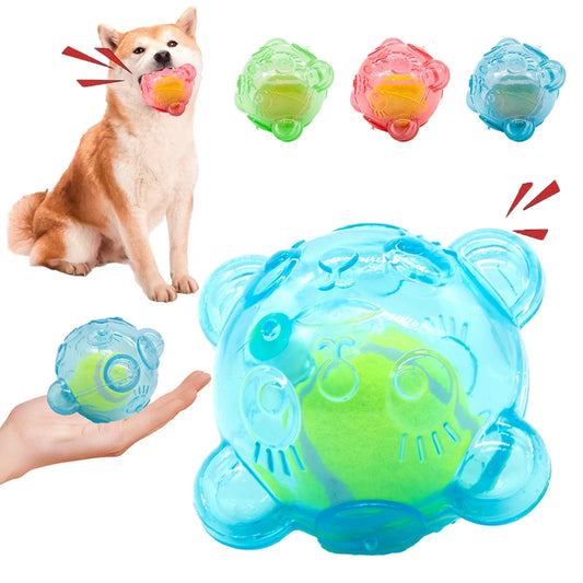 Purilite Select Dog Chew Toy Squeaky Rubber Puppy Toy with Bear Head Design for Small and Large Dogs