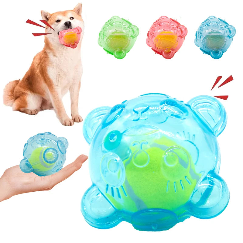 Purilite Select Dog Chew Toy Squeaky Rubber Puppy Toy with Bear Head Design for Small and Large Dogs