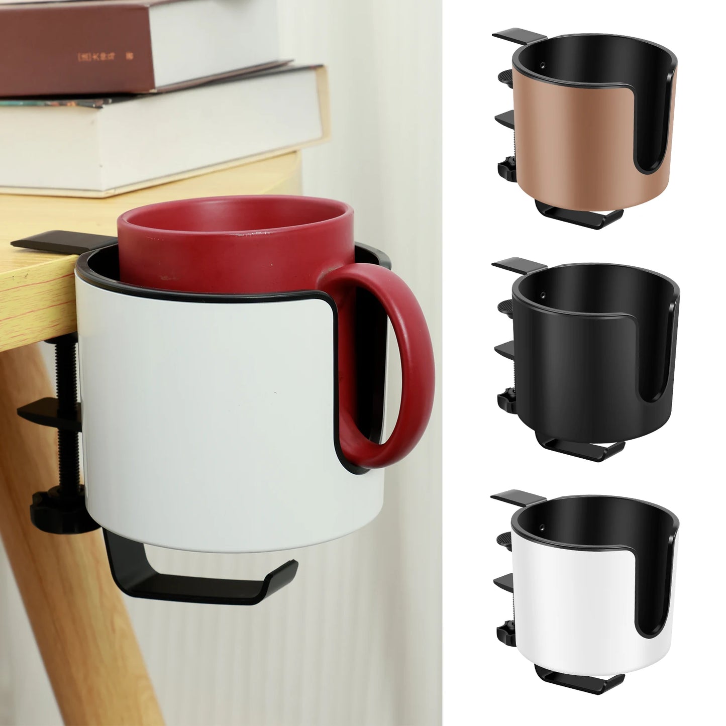 Purilite Select 2-in-1 Desk Cup Holder | Adjustable Clamp Mug & Headphone Holder | Space-Saving Desk Organizer