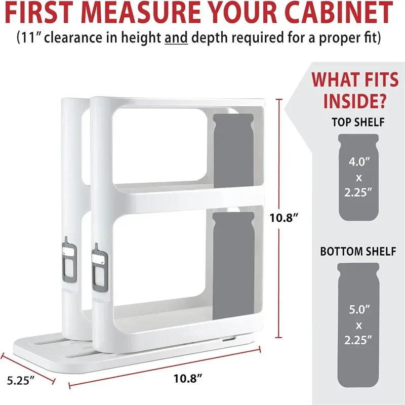 Purilite Select Kitchen Condiment Spice Organizer Rack | Multi-Function Rotating Storage Shelf | Slide Kitchen-Cabinet Cupboard Storage