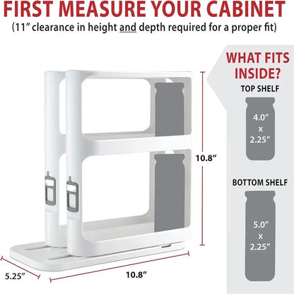 Purilite Select Kitchen Condiment Spice Organizer Rack | Multi-Function Rotating Storage Shelf | Slide Kitchen-Cabinet Cupboard Storage