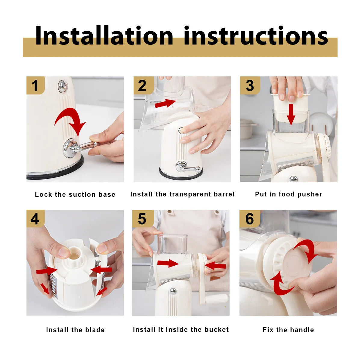 Purilite Select 5-Blade Manual Rotary Vegetable Grater Cheese Nut Cutter Multifunctional Mandolin Slicer