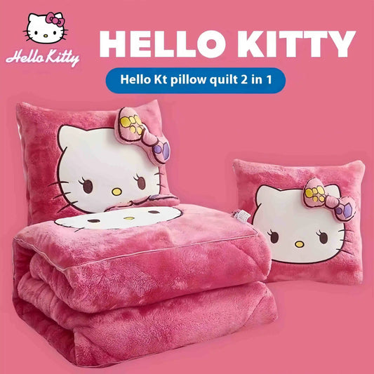 Purilite Select | Hello Kitty Throw Pillow Blanket | Two-in-One Kawaii Flannel Nap Blanket | Kids & Bedroom Decor Gift