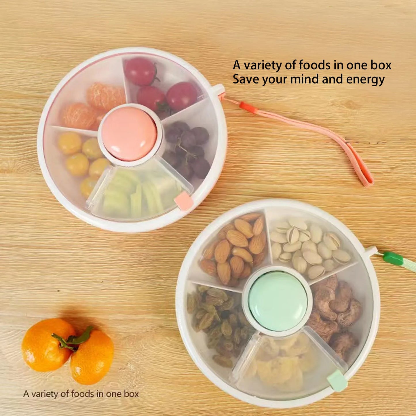 Purilite Select 360° Rotating Snack Container Set of 2 Large Capacity Kids Fruit Storage Boxes with Lids for Home