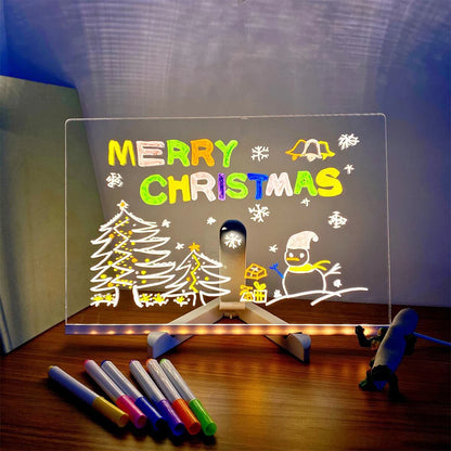 Purilite Select Light Up Acrylic Message Board with Rewritable LED Note Display and 7 Color Pens for Home, Office, and Kids Room