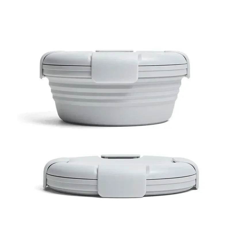 Purilite Select Silicone Folding Lunch Box Set of 3 Portable Collapsible Bowls 1100ml Leak-Resistant Food Storage Containers with Lids