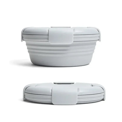 Purilite Select Silicone Folding Lunch Box Set of 3 Portable Collapsible Bowls 1100ml Leak-Resistant Food Storage Containers with Lids