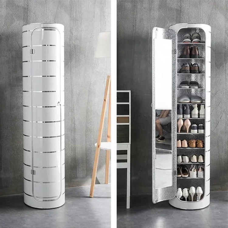 Purilite Select 360° Rotating Shoe Cabinet with Mirror | Vertical Space Saving Shoe Rack Organizer