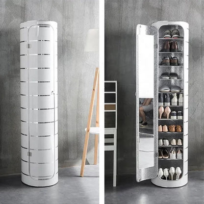 Purilite Select 360° Rotating Shoe Cabinet with Mirror | Vertical Space Saving Shoe Rack Organizer