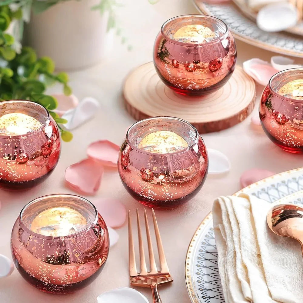 Purilite Select 6/12Pcs Round Speckled Glass Votive Candle Holders