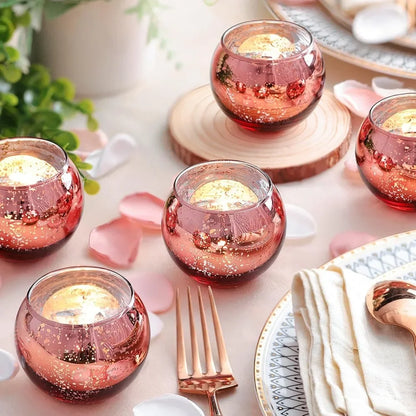 Purilite Select 6/12Pcs Round Speckled Glass Votive Candle Holders