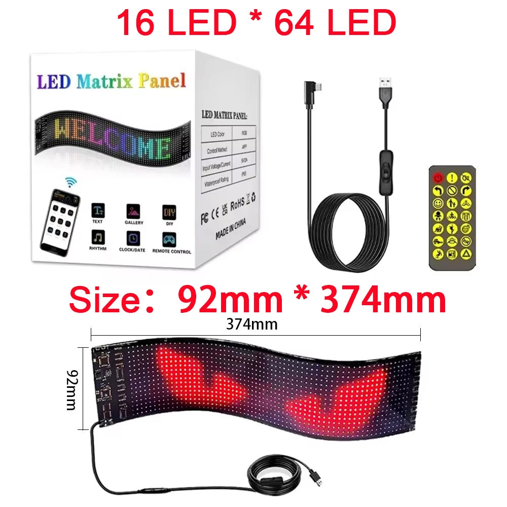 Purilite Select LED Matrix Pixel Panel | Bluetooth Smart App Control | Scrolling Display Sign | Car & Shop Advertising Light