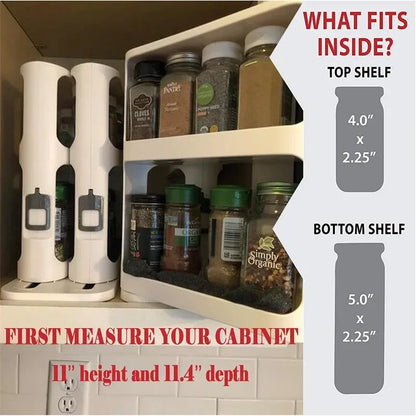 Purilite Select Kitchen Condiment Spice Organizer Rack | Multi-Function Rotating Storage Shelf | Slide Kitchen-Cabinet Cupboard Storage