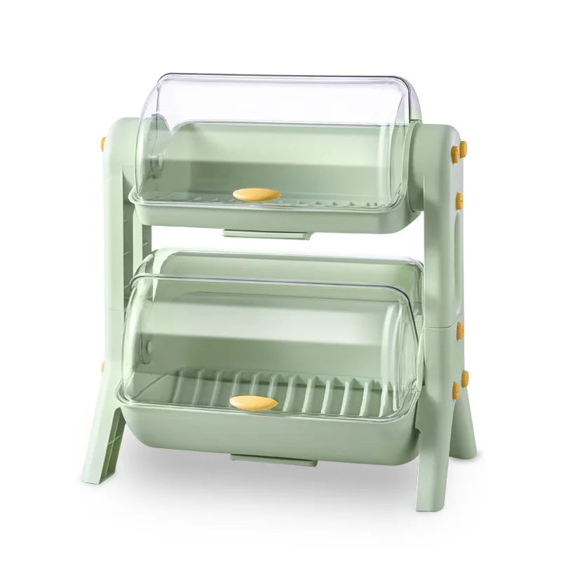 Purilite Select Covered Drain Dish Rack | Multi-Purpose Kitchen Storage Organizer with Lid