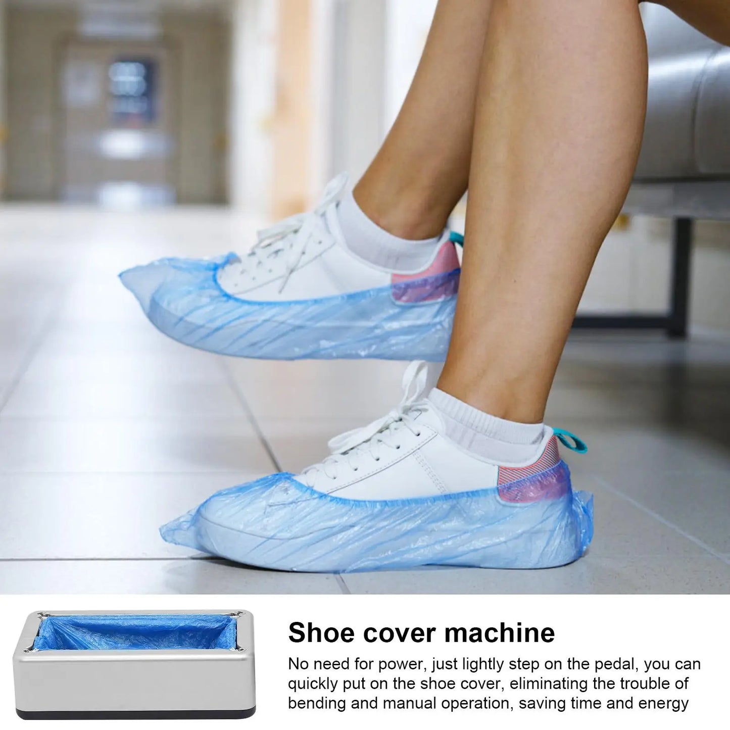 Purilite Select Automatic Shoe Cover Dispenser Machine with 100 Disposable Shoe Covers – Non-Slip Dustproof Floor Protection for Home, Office, Hospital & Laboratory