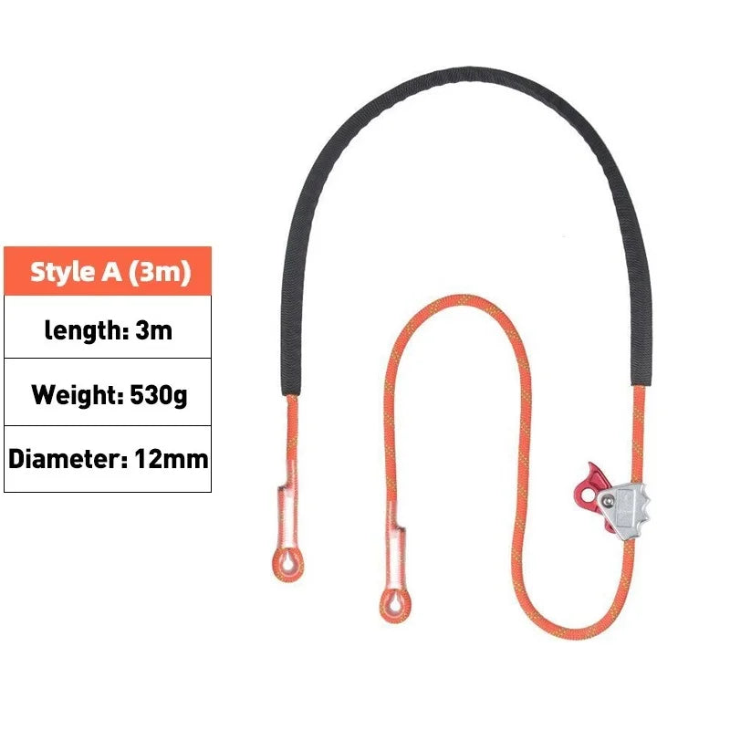 Purilite Select Adjustable Safety Rope | Electrician Height Work Positioning Belt | 12mm Fall Prevention Rope | Construction Belay and Rigging Equipment