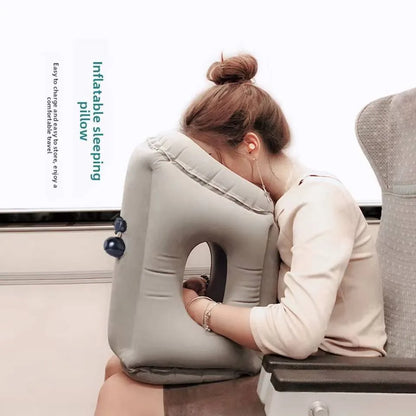 Purilite Select Inflatable Travel Pillow | Flocking Sleeping Pillow | U-Shape Neck Cushion | Long Distance Travel | Aircraft Lunch Rest Pillow