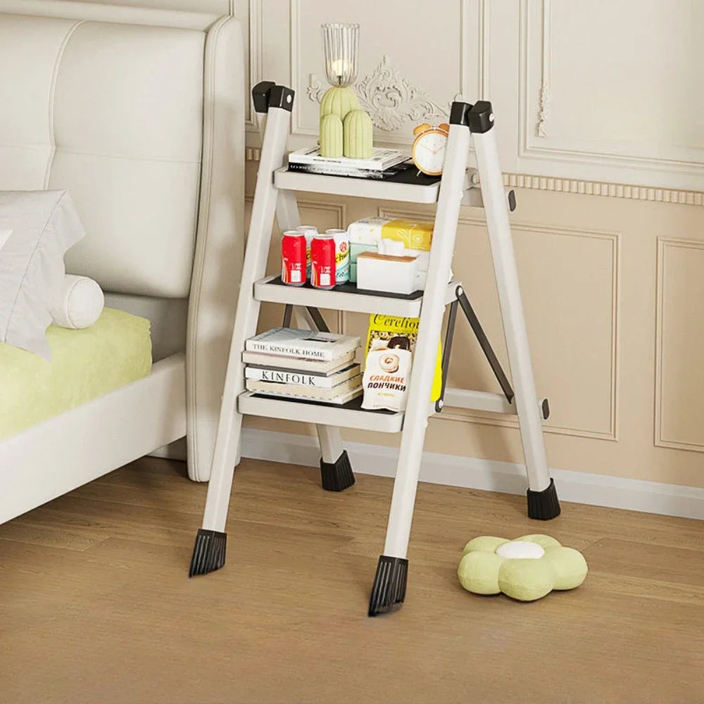 Purilite Select Folding Lightweight Step Ladder | Portable Kitchen Step Stool | Anti-Slip Pedal Ladder for Adults | Multi-Functional Closet Stool