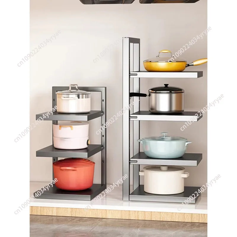 Purilite Select 8-Layer Adjustable Pot Organizer | Expandable Metal Storage Rack | Kitchen Cabinet & Lid Organizer