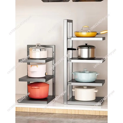 Purilite Select 8-Layer Adjustable Pot Organizer | Expandable Metal Storage Rack | Kitchen Cabinet & Lid Organizer