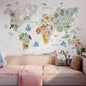 Purilite Select Kids Room Cartoon Animal World Map Wall Sticker