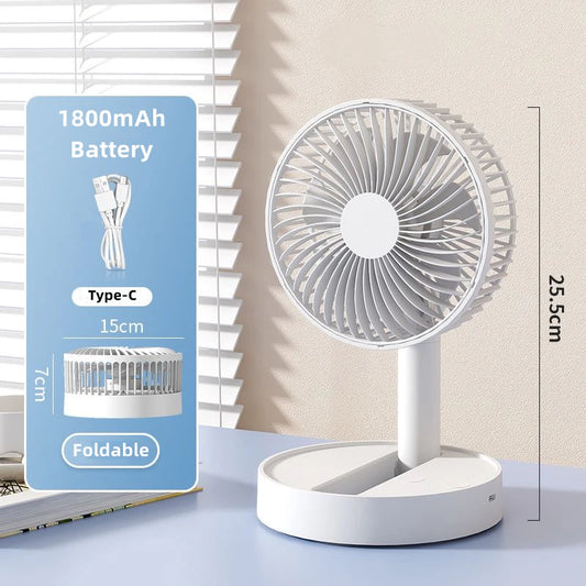 Purilite Select USB Foldable Mini Fan | 4 Speed Portable Table Fan | Battery Operated with Timer for Indoor & Outdoor Use