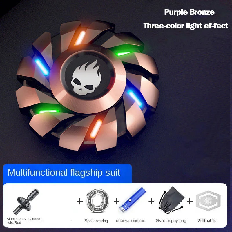 Purilite Select Luminous Fidget Spinner | EDC Metal Stress Relief Toy | Rainbow LED Light Finger Spinner for Adults & Kids
