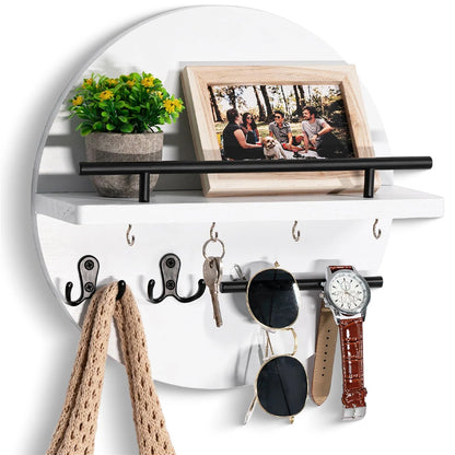 Purilite Select Wooden Wall-Mounted Key Holder with Shelf