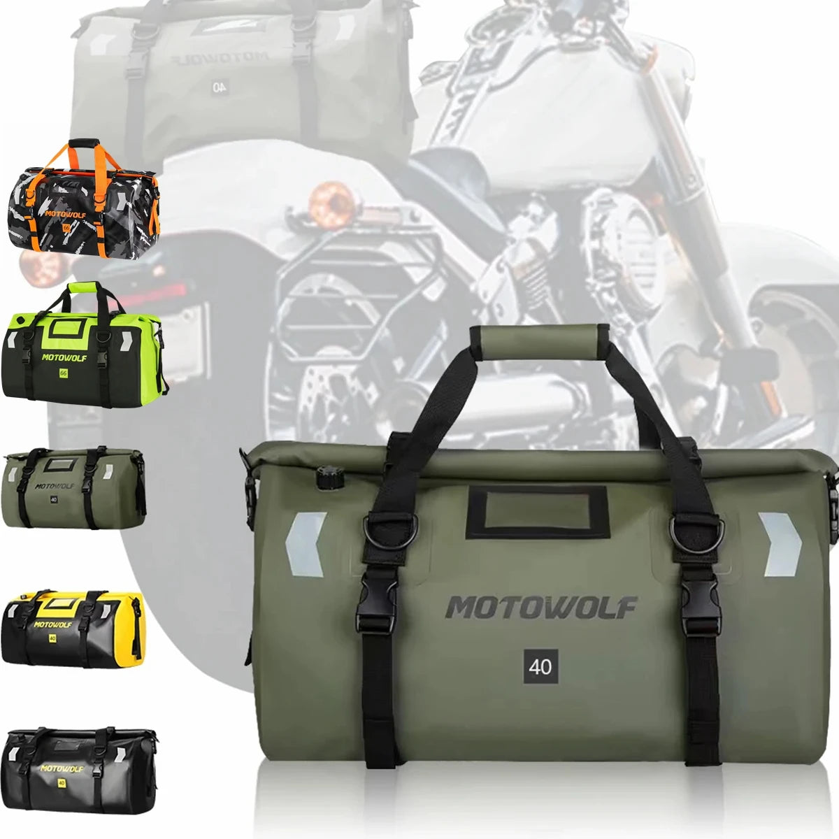 Purilite Select | Universal Motorcycle Waterproof Tail Bag | Back Seat Luggage | 40L / 66L Travel Pack