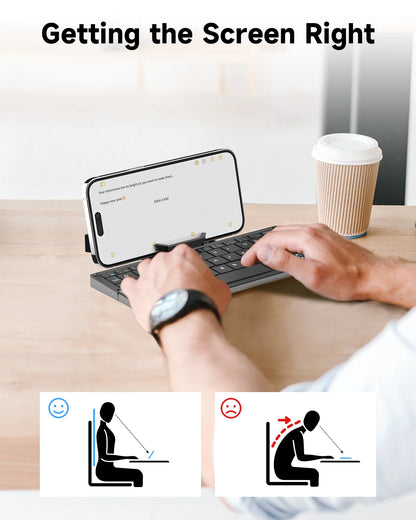 Purilite Select Portable Foldable Bluetooth Keyboard | Wireless Mini Keypad | Hidden Stand | Rechargeable | Multi-Device Compatible