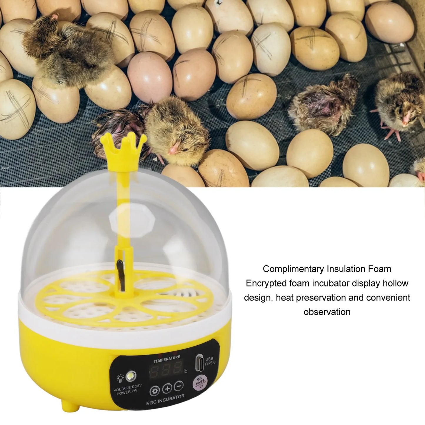 Purilite Select Mini Egg Incubator | Automatic Temperature & Humidity Control | 4-Egg Poultry Hatching Machine for Home Use