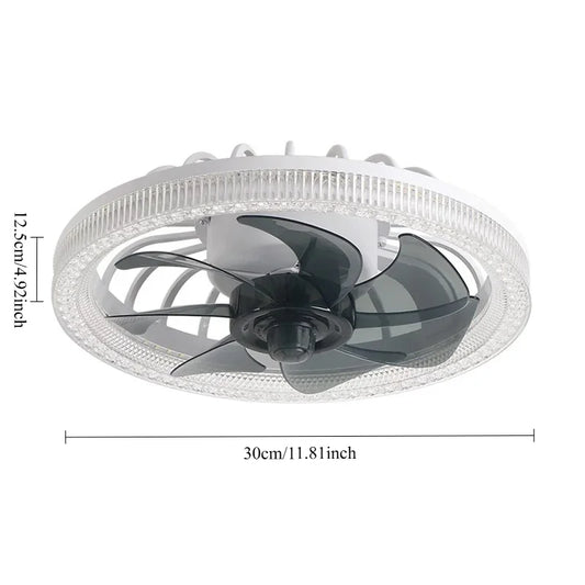 Purilite Select Modern Flush Mount Ceiling Fan with Light | Remote Control | Stepless Color Change | Low Profile Bedroom Fan Light