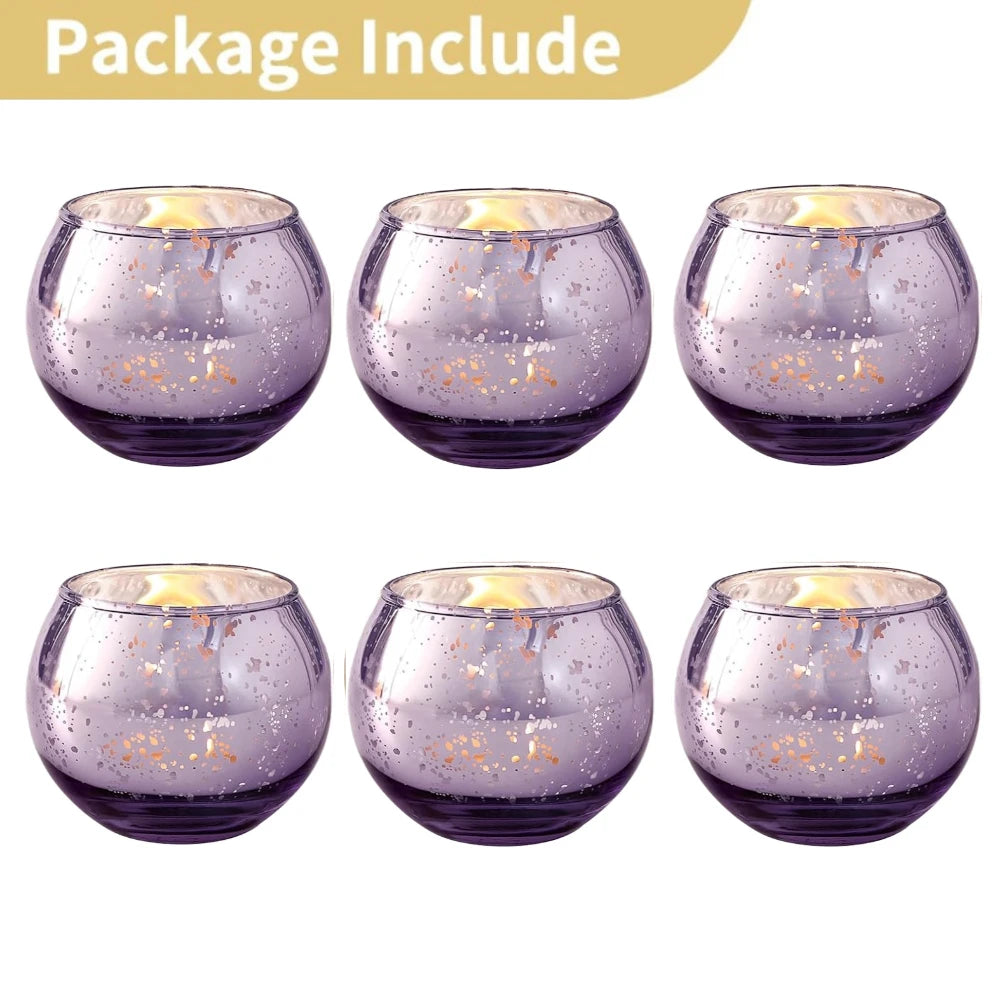 Purilite Select 6/12Pcs Round Speckled Glass Votive Candle Holders