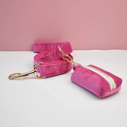 Purilite Select Rose Red Velvet Dog Collar & Leash Set