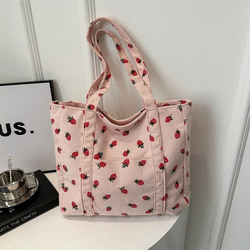 Purilite Select Corduroy Strawberry Tote Bag
