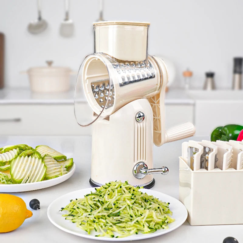 Purilite Select 5-Blade Manual Rotary Vegetable Grater Cheese Nut Cutter Multifunctional Mandolin Slicer