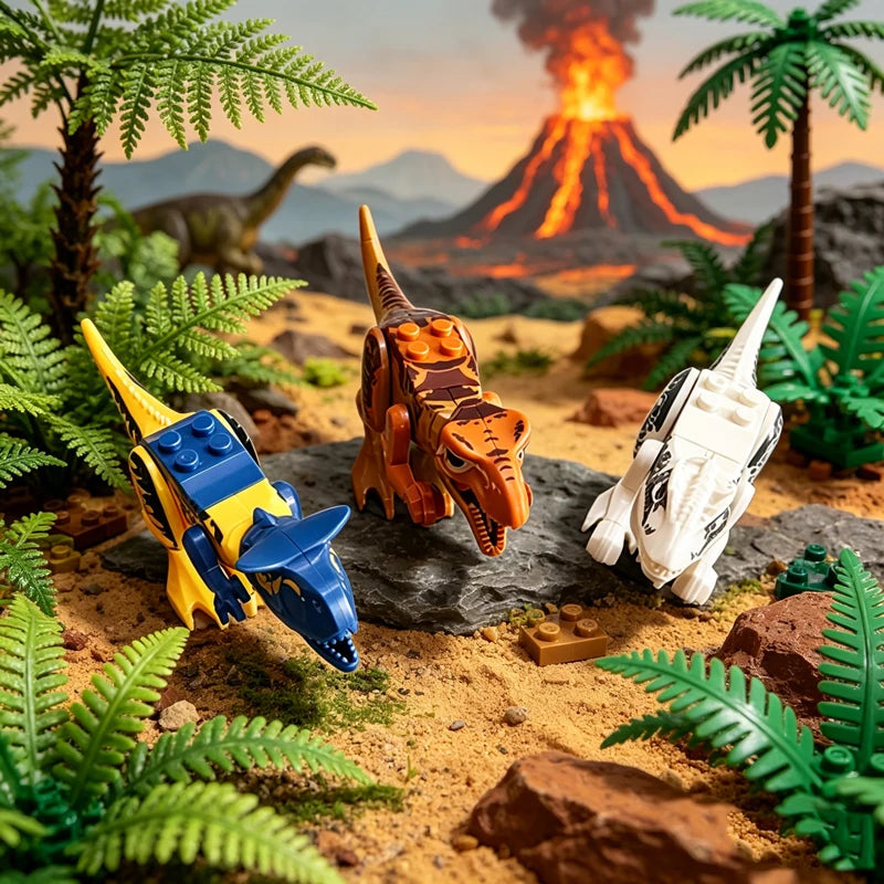 Purilite Select Jurassic Dinosaur Building Blocks Set | Mini Dinosaur Figures | Educational Construction Toy | Creative STEM Gift for Kids