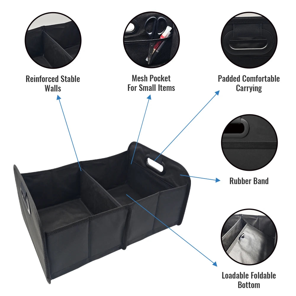 Purilite Select Foldable Car Trunk Organizer for SUV, Portable Storage Box with Pockets, Multi-Purpose Cargo Organizer for Camping, Travel & Vehicle Storage