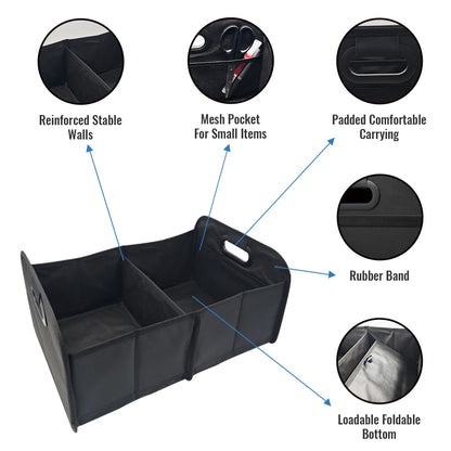 Purilite Select Foldable Car Trunk Organizer for SUV, Portable Storage Box with Pockets, Multi-Purpose Cargo Organizer for Camping, Travel & Vehicle Storage