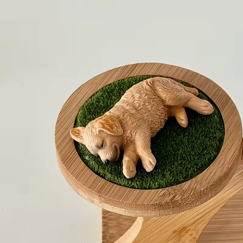 Purilite Select Sleeping Dog Figurine Decoration Set of 3 Realistic Golden Retriever and Labrador Desktop Car Dashboard Display Ornaments