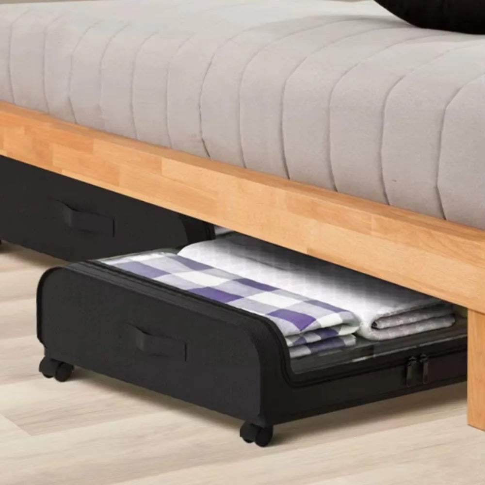 Purilite Select Under Bed Storage Box | Large Capacity Foldable Moistureproof Clothing Organizer | Wheeled Quilt Storage Bag for Bedroom