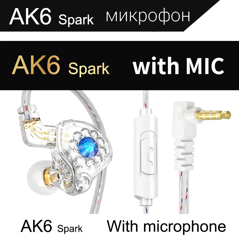 Purilite Select QKZ AK6 Copper Driver HiFi Wired Earphones 3.5MM