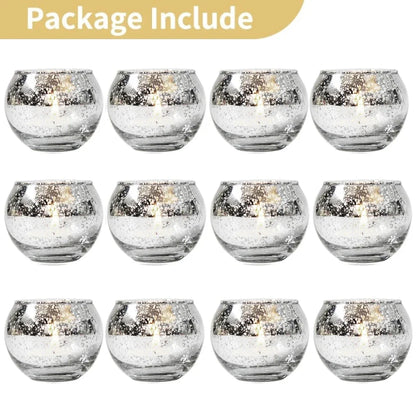 Purilite Select 6/12Pcs Round Speckled Glass Votive Candle Holders