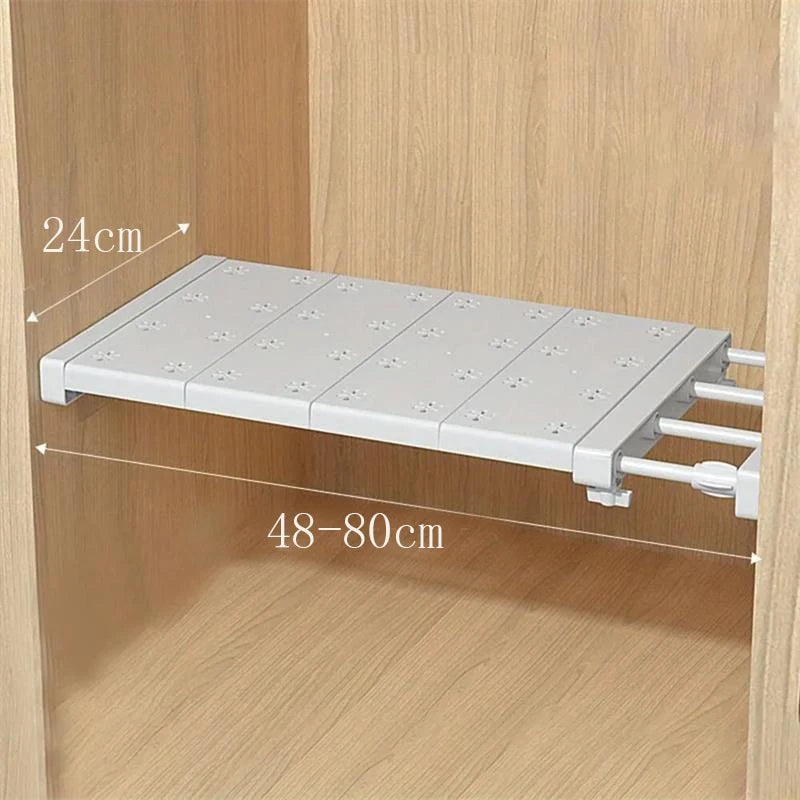 Purilite Select Expandable Wardrobe Shelf Divider | Adjustable Closet Organizer | Punch-Free Storage Rack | Retractable Cabinet Shelf | Kitchen Bathroom Space Saver