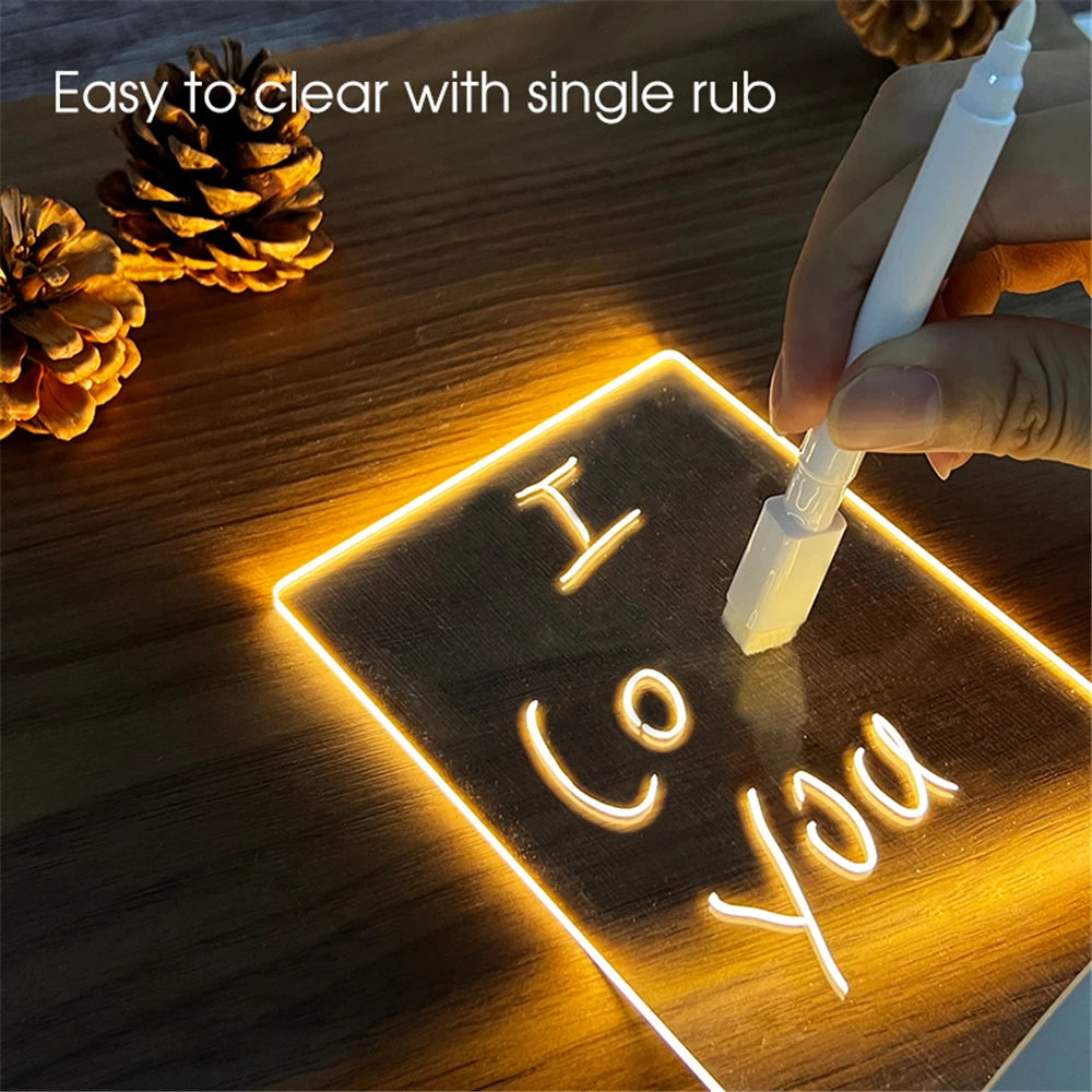 Purilite Select | Transparent LED Message Board Night Light | USB Acrylic Write and Erase Desk Lamp | Warm White Decorative Light