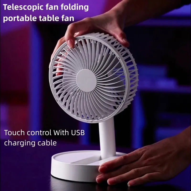 Purilite Select USB Foldable Mini Fan | 4 Speed Portable Table Fan | Battery Operated with Timer for Indoor & Outdoor Use