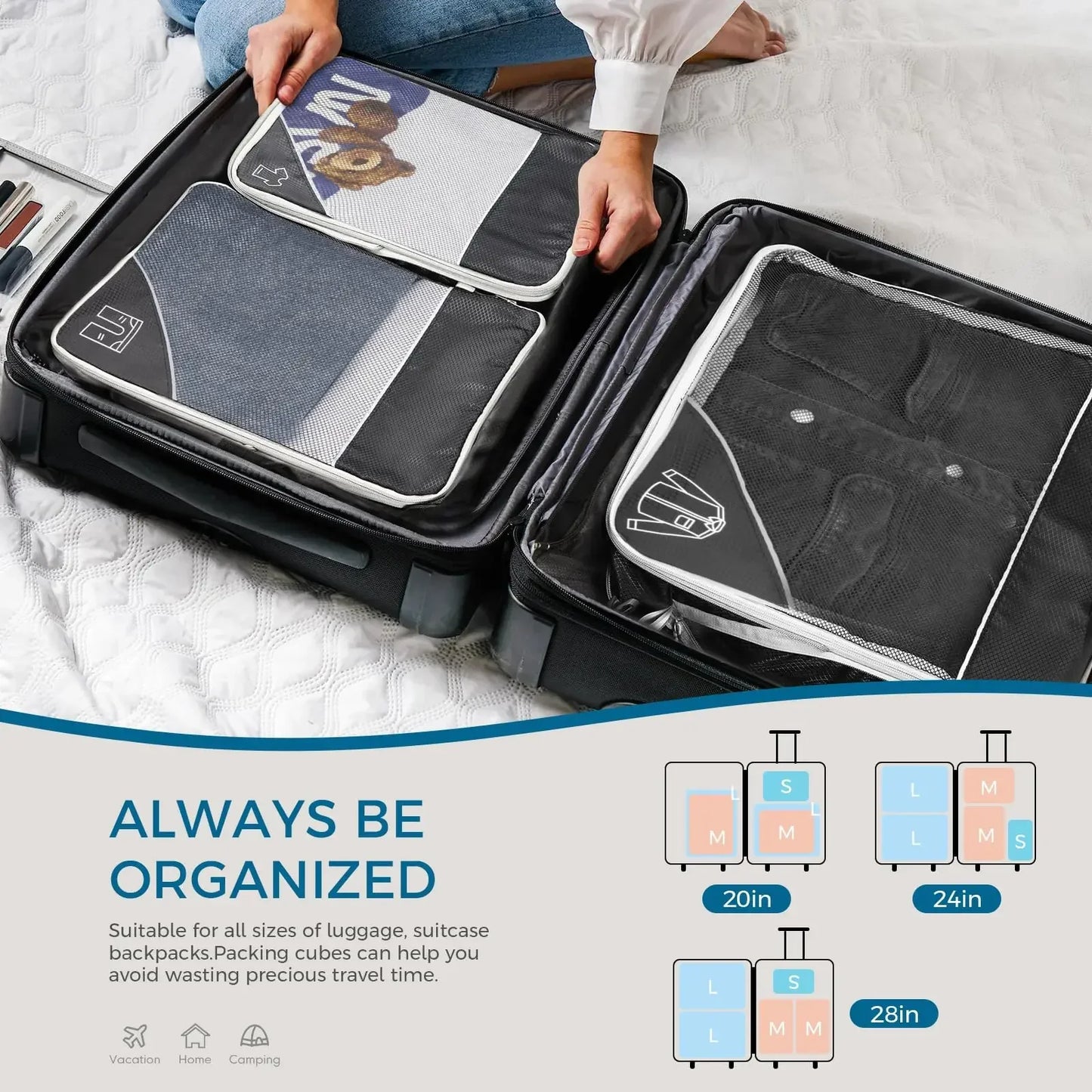 Purilite Select 5‑6 PCS Compressed Travel Packing Cubes Set