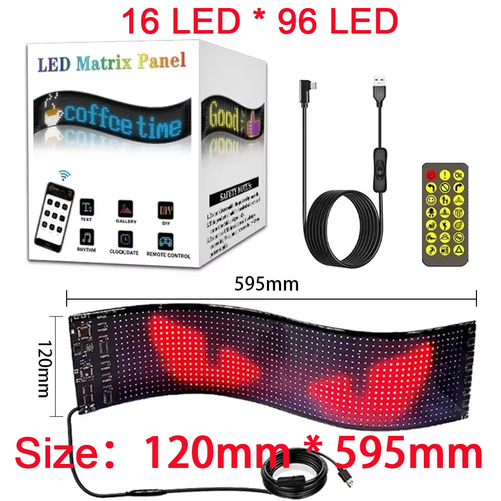 Purilite Select LED Matrix Pixel Panel | Bluetooth Smart App Control | Scrolling Display Sign | Car & Shop Advertising Light