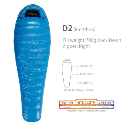 Purilite Select Lightweight Duck Down Winter Sleeping Bag | Compact Backpacking & Camping Mummy Sleeping Bag